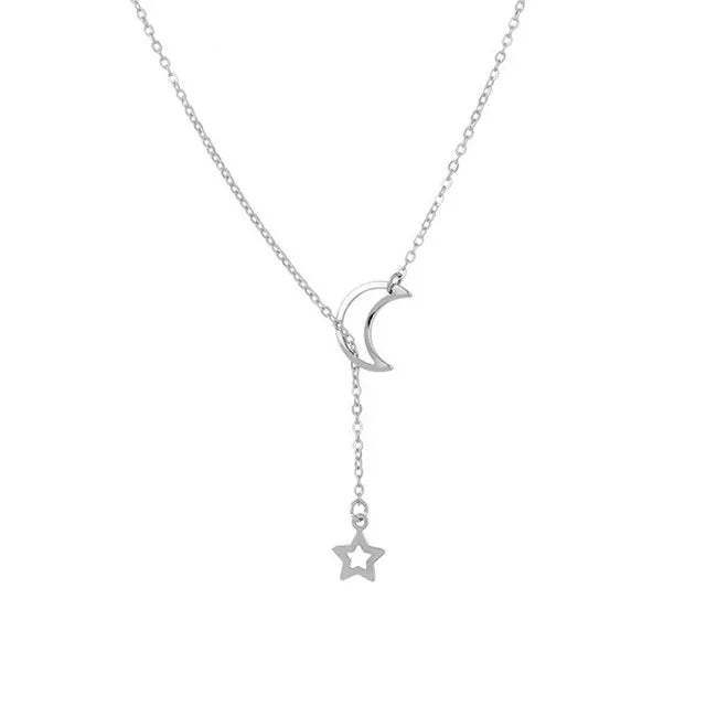 Collier lune et étoile céleste doré
