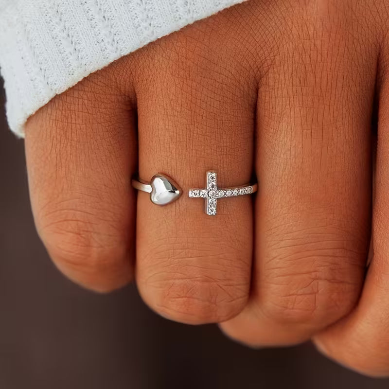 Bague cœur zirconium réglable