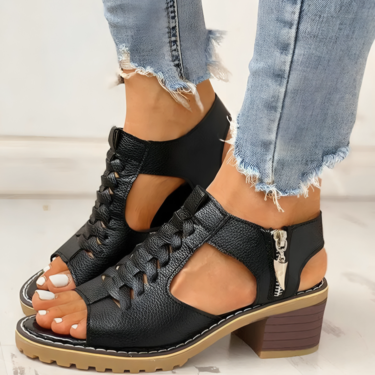 Chloe – Sandales avec fermeture éclair et design urbain pour femme