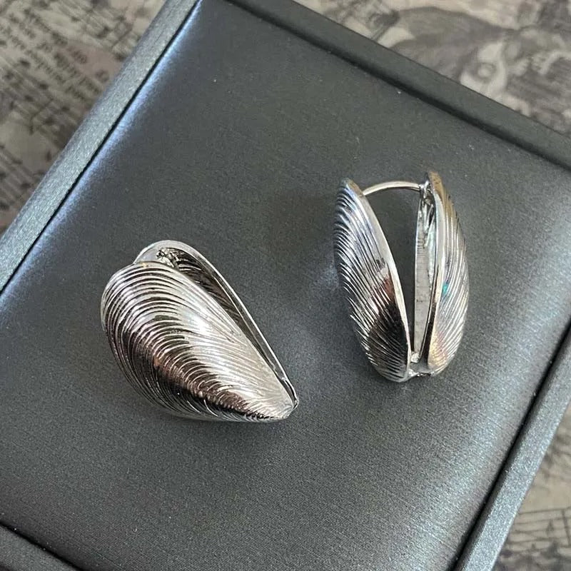 Boucles d'oreilles en forme de coquillage en argent vintage 925
