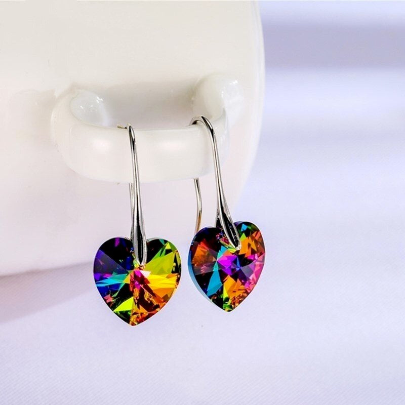 Boucles d'oreilles en argent 925 Coeurs colorés