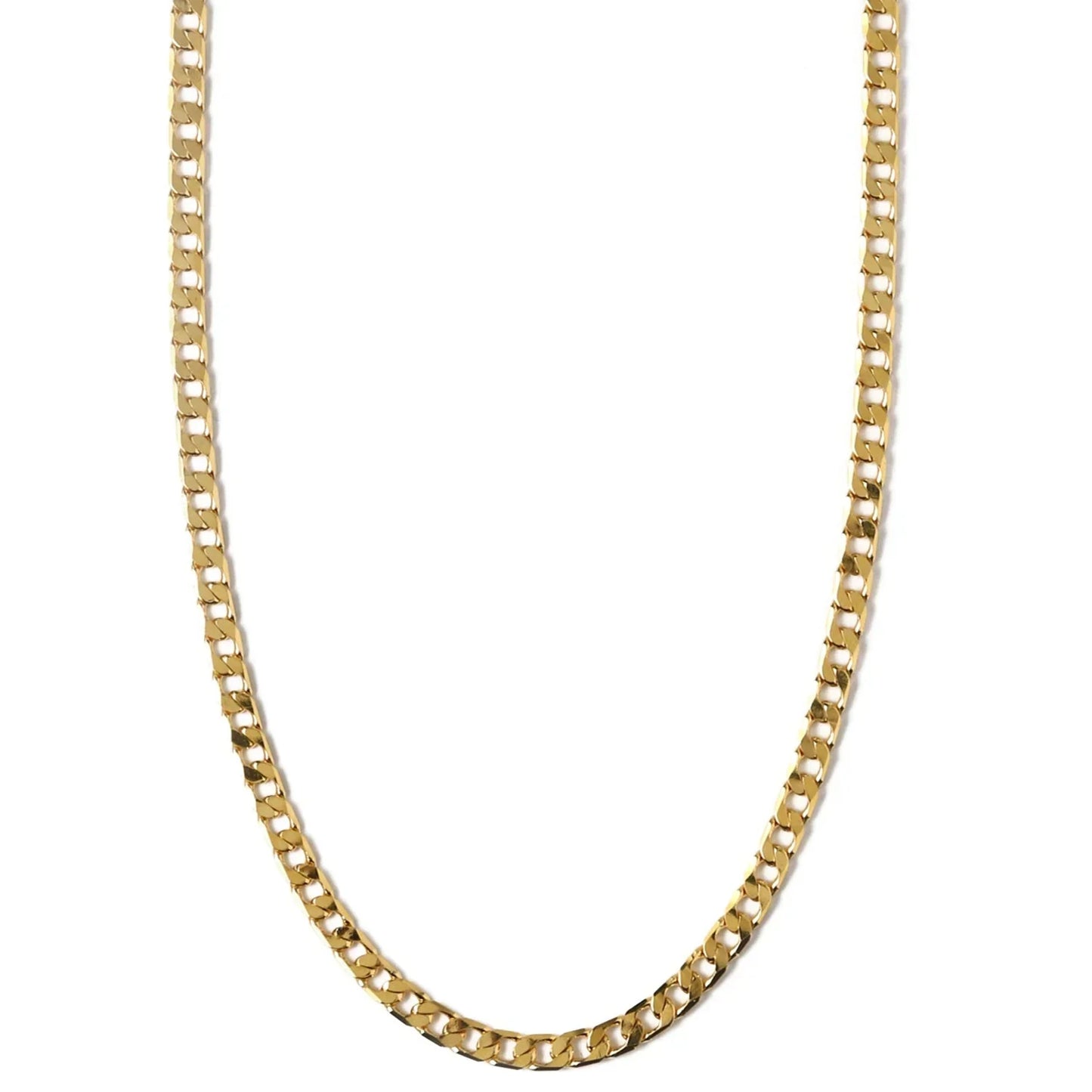 Collier Flat Link Curb Chain | Or Blanc