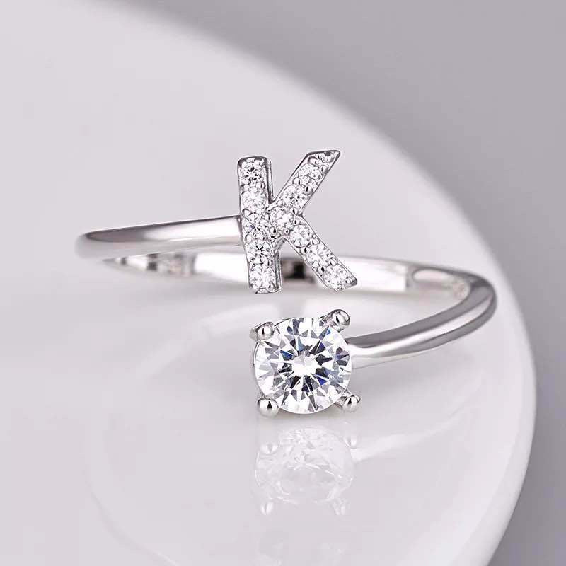 Bague ajustable avec initiale