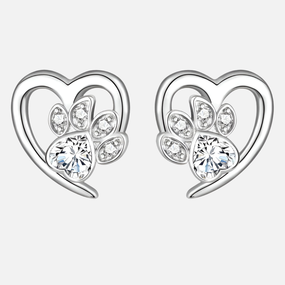 Boucles d'oreilles Patte et Cœur avec Zircone