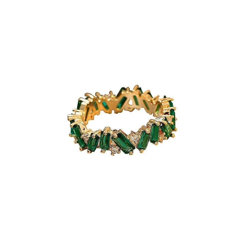 Bague bande Bohème avec émeraude