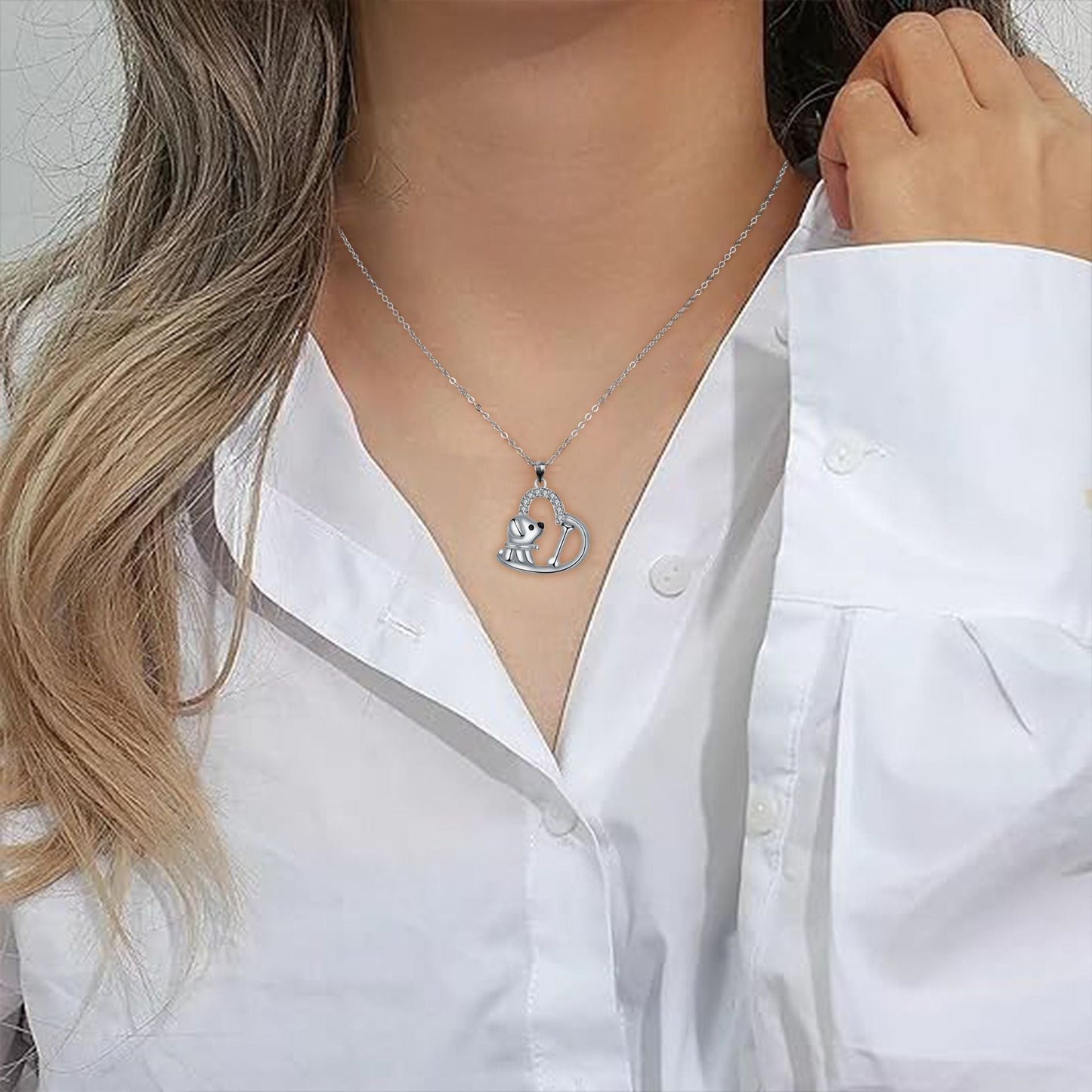Collier Chien Pendentif Cœur