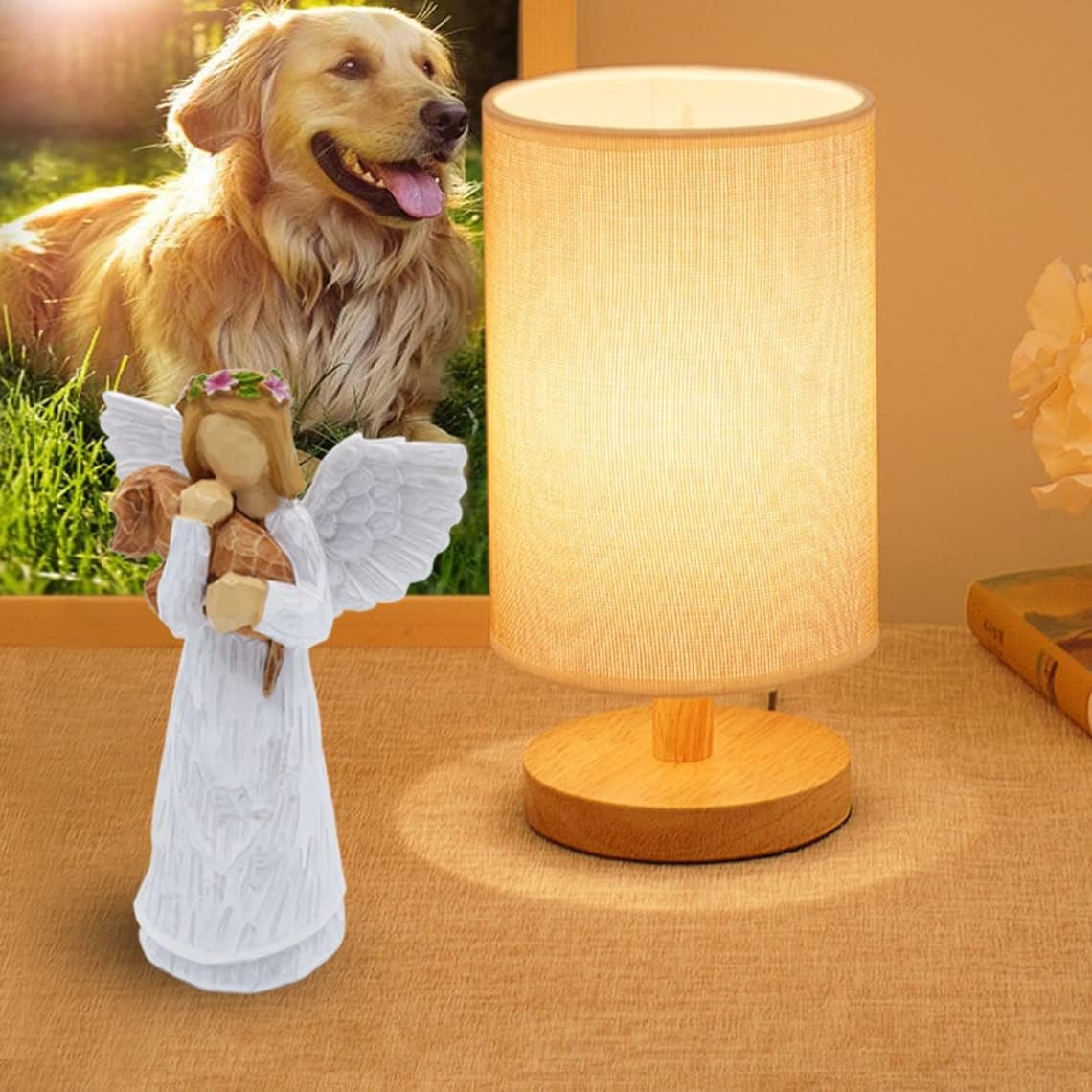 Coffret Cadeau Commémoratif Chien avec Figurine Ange d'Amitié et Bracelet Chakra Pont Arc-en-Ciel