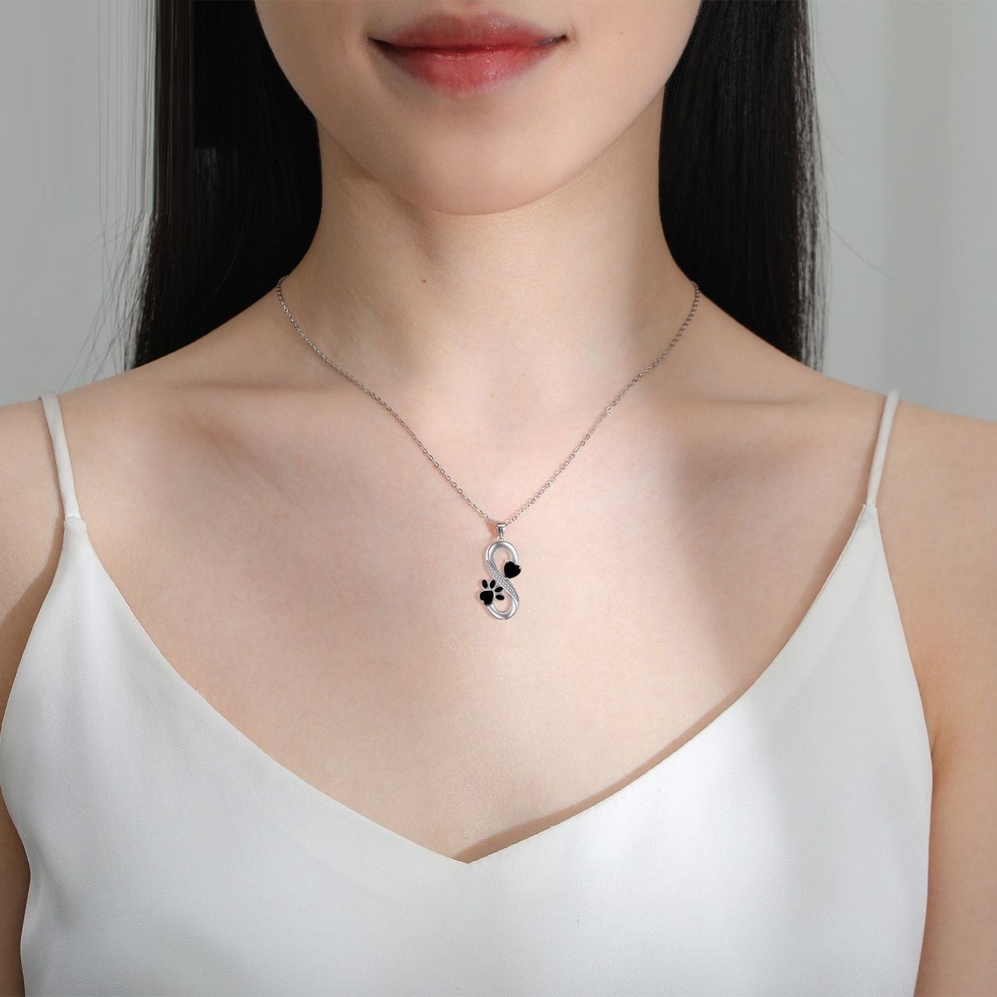 Collier Symbole Infini Cœurs Empreinte Patte