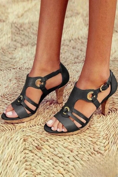 Mariana – Sandales à talon creux et multiples lanières pour femme