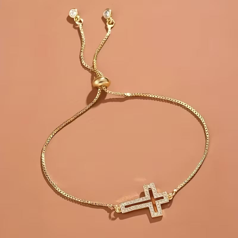 Bracelet Croix strass élégant