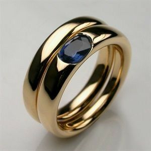 Bague vintage en or et zirconium bleu