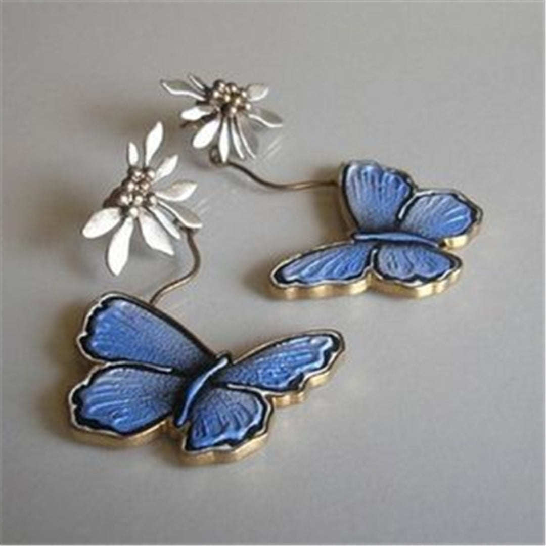 Boucles d'oreilles Papillon Bleu Vintage