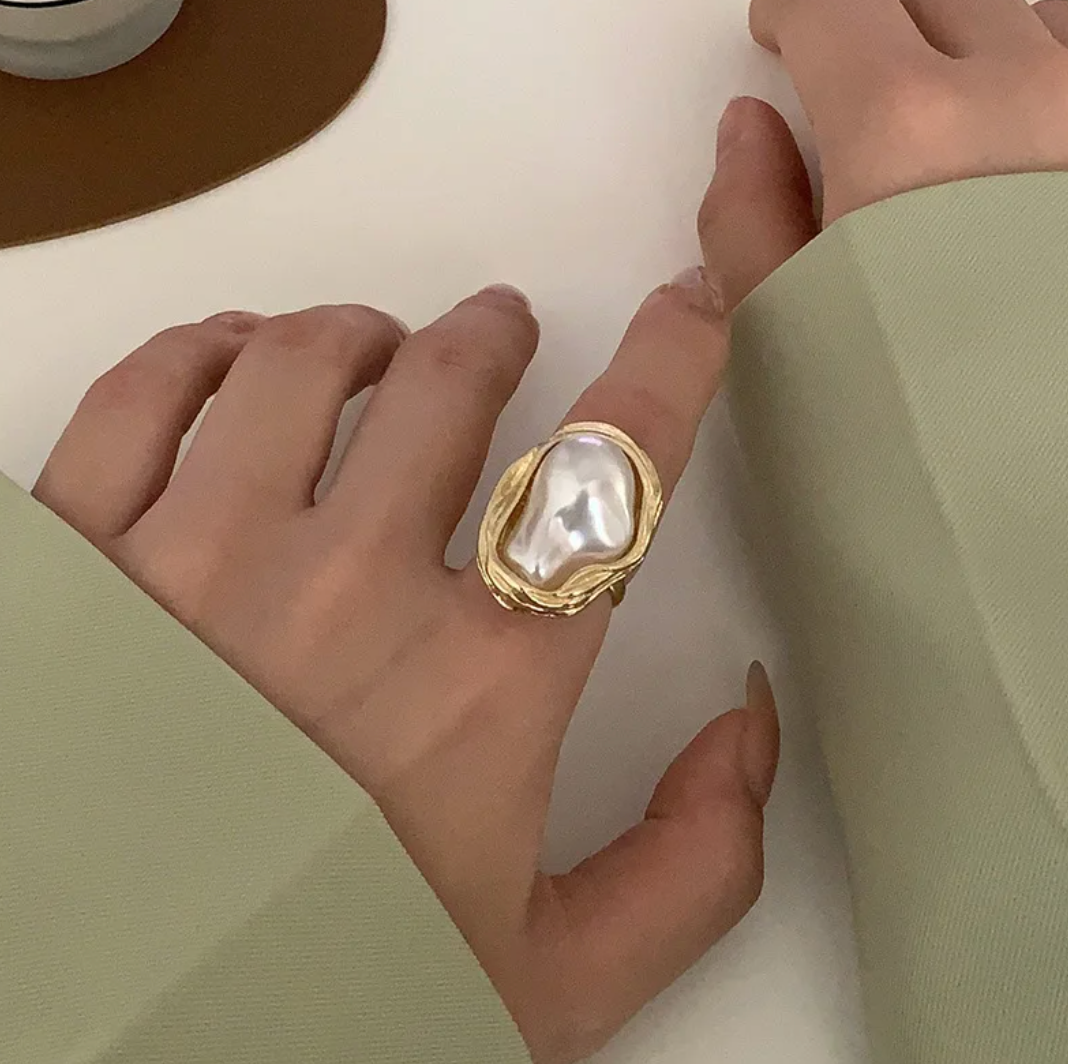 Bague Perle de mer en Plaqué Or 18 carats