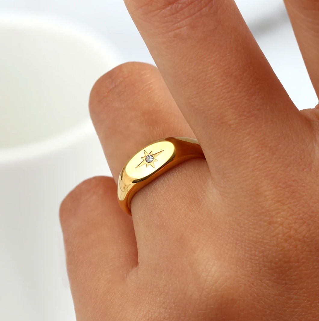 Bague étoile polaire Plaqué Or 18 carats