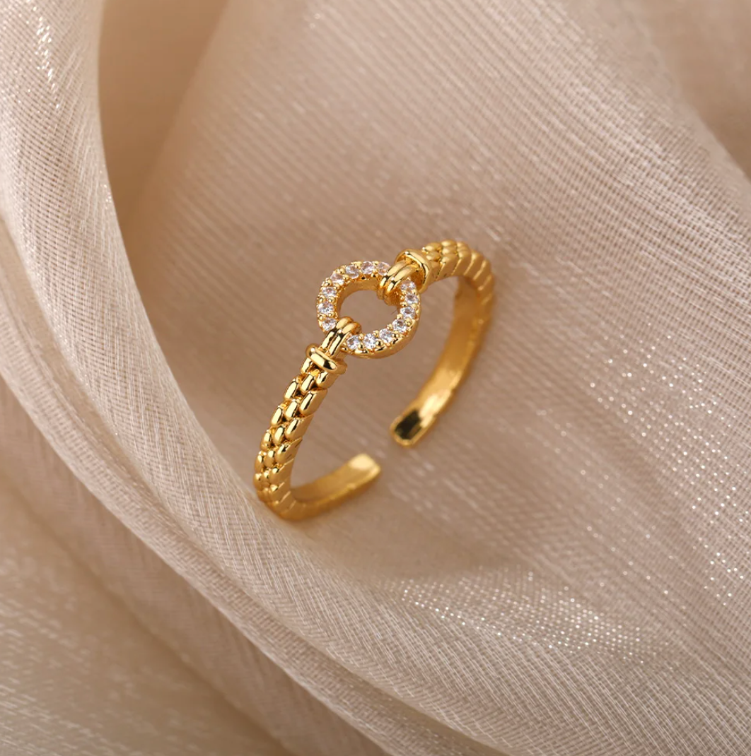 Bague plaqué or 18 carats Cercle éternel avec zircone