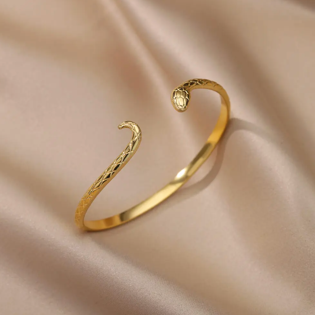 Bracelet serpent en plaqué or 18 carats