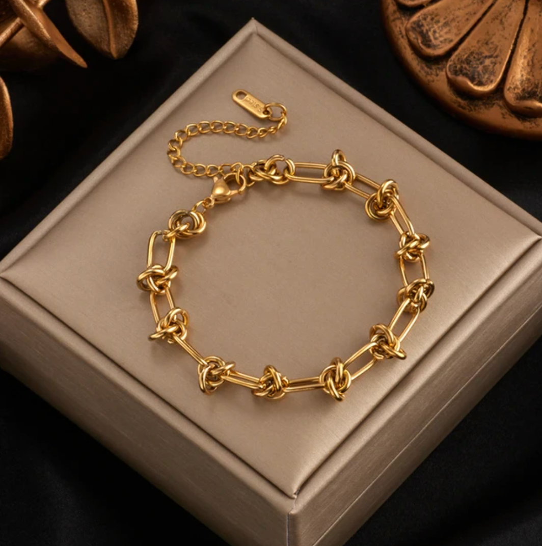Bracelet plaqué or 18 carats avec chaîne moderniste