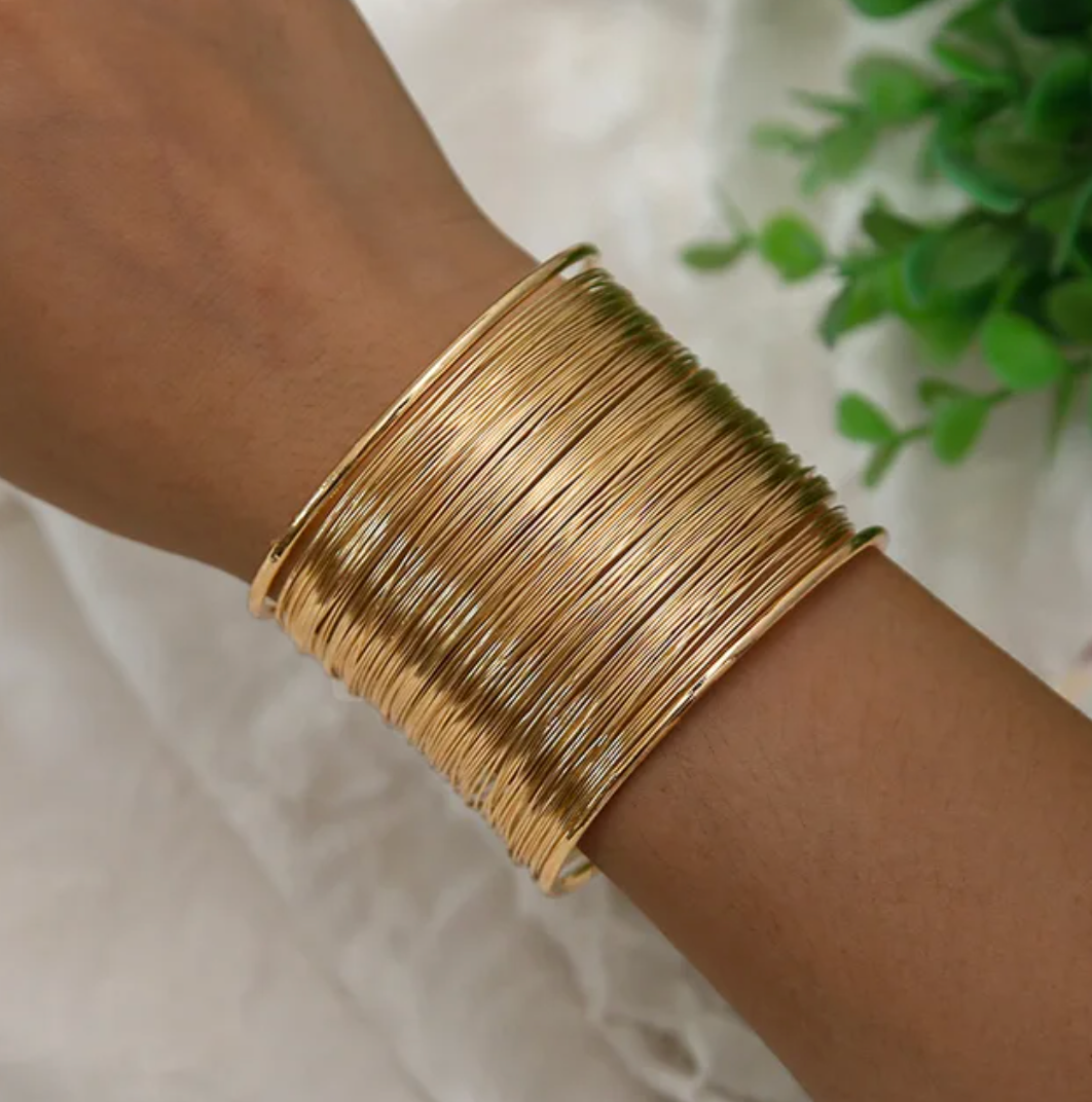 Bracelet épais en plaqué or 18 carats en forme de maille