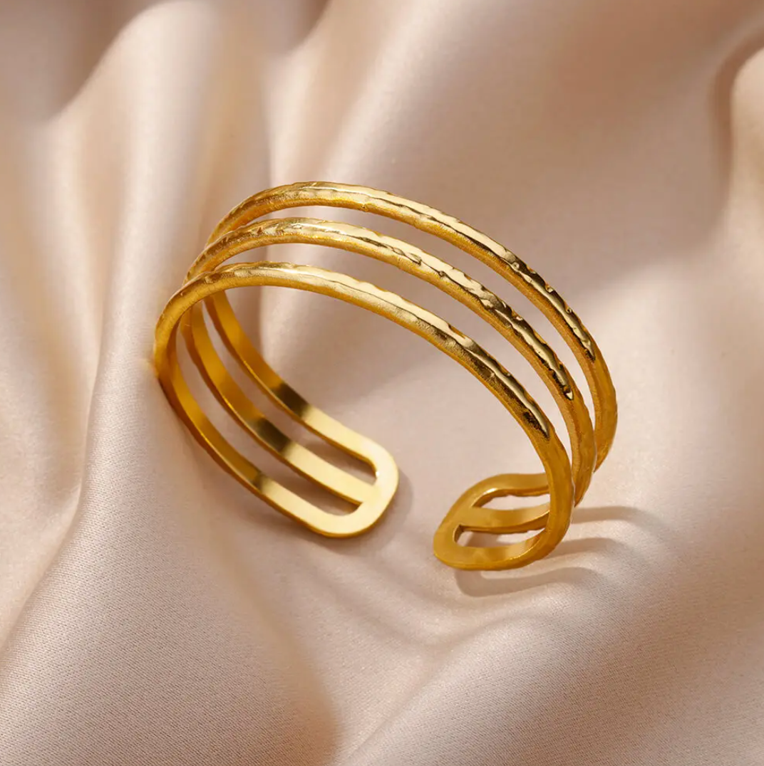 Bracelet en plaqué or 18 carats sur 3 brins ouverts