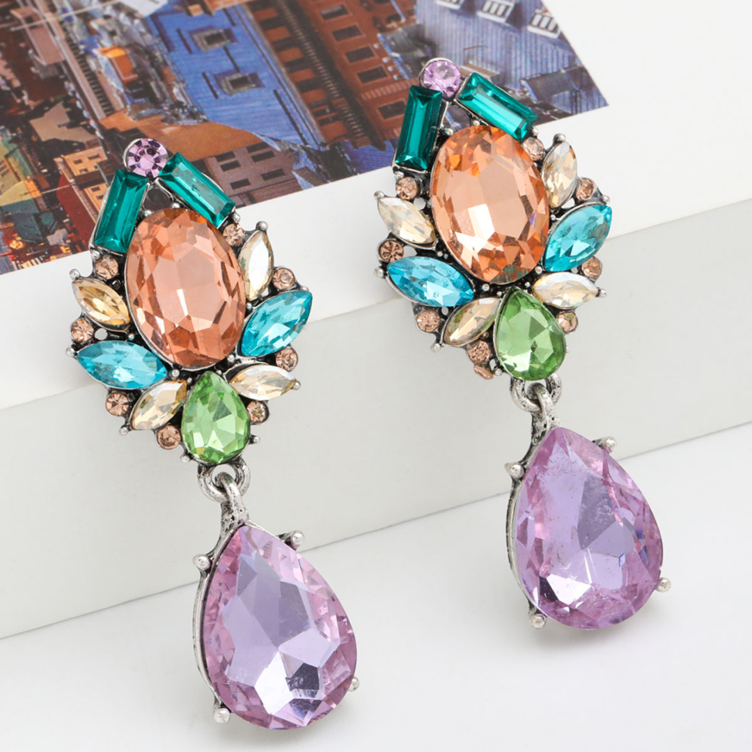 Boucles d'oreilles en argent 925 avec de belles pierres de couleur