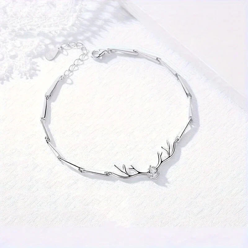 Bracelet Cœur Bois de Cerf avec Zircon