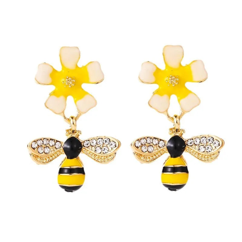 Boucles d'oreilles Tomettes Abeille et Tournesol
