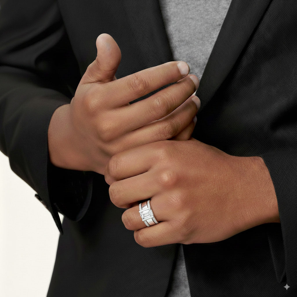 Bague vintage en cristal argenté