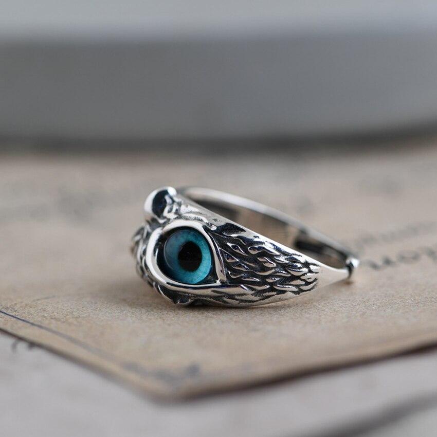 Bague Réglable Chouette Porte-Bonheur en Argent et Opale