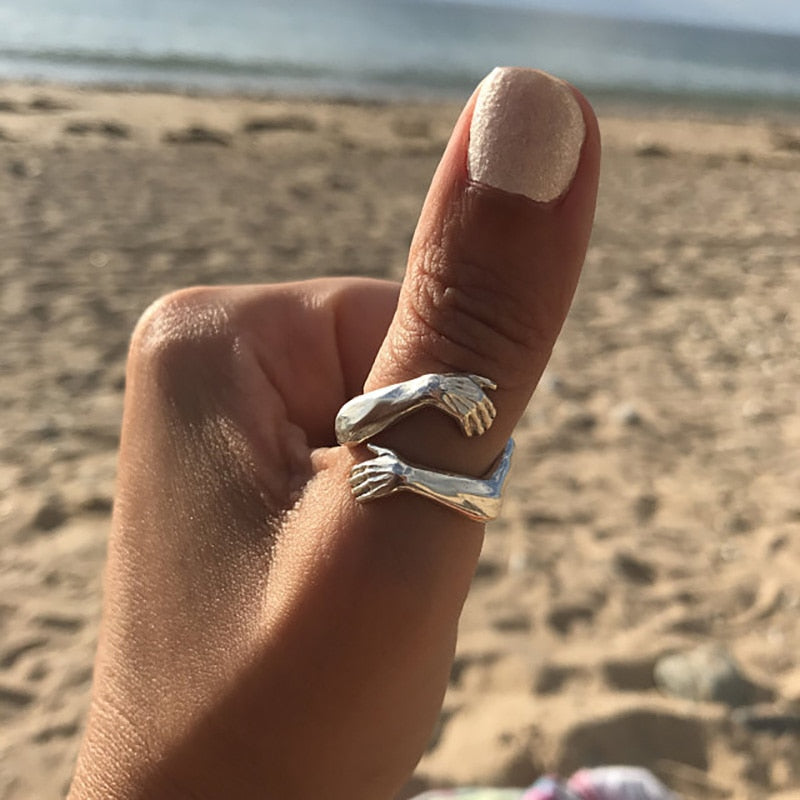 Bague étreinte ajustable en argent