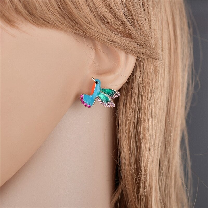 Boucles d'Oreilles Cristal Colibri