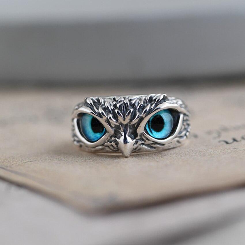 Bague Réglable Chouette Porte-Bonheur en Argent et Opale
