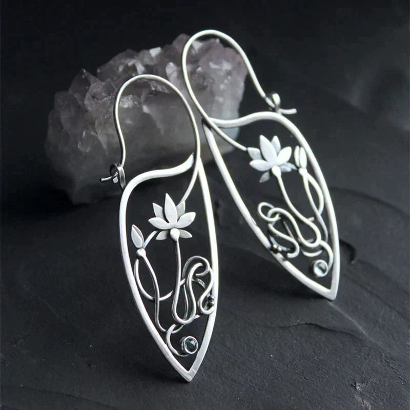 Boucles d'oreilles fleurs de lotus en argent sterling
