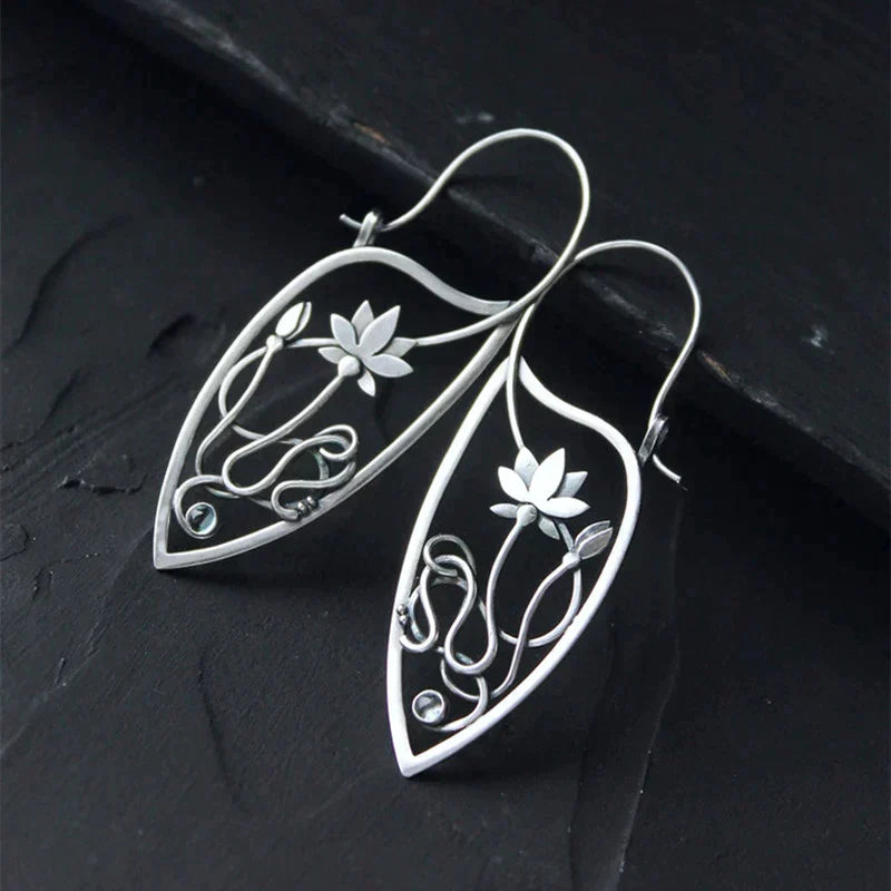 Boucles d'oreilles fleurs de lotus en argent sterling