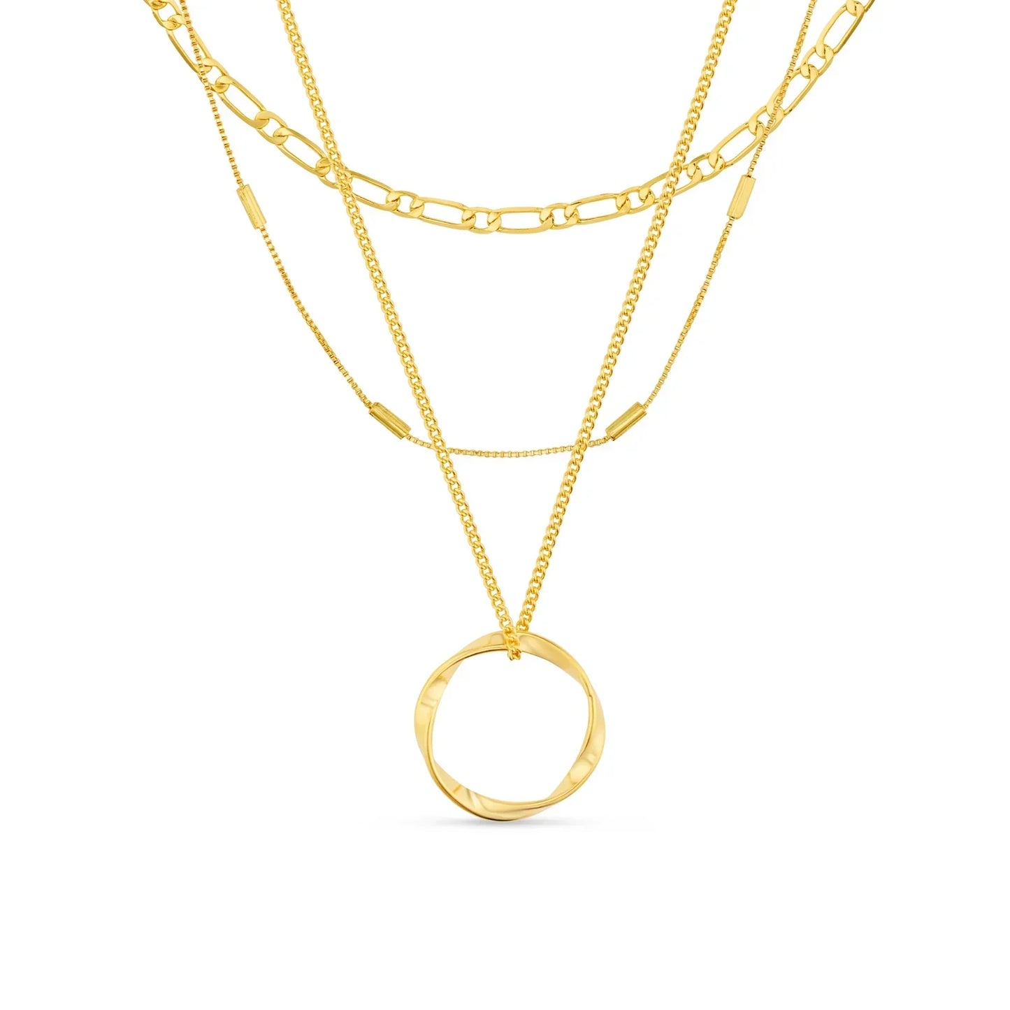 Collier Open Circle Three Row | Or Blanc