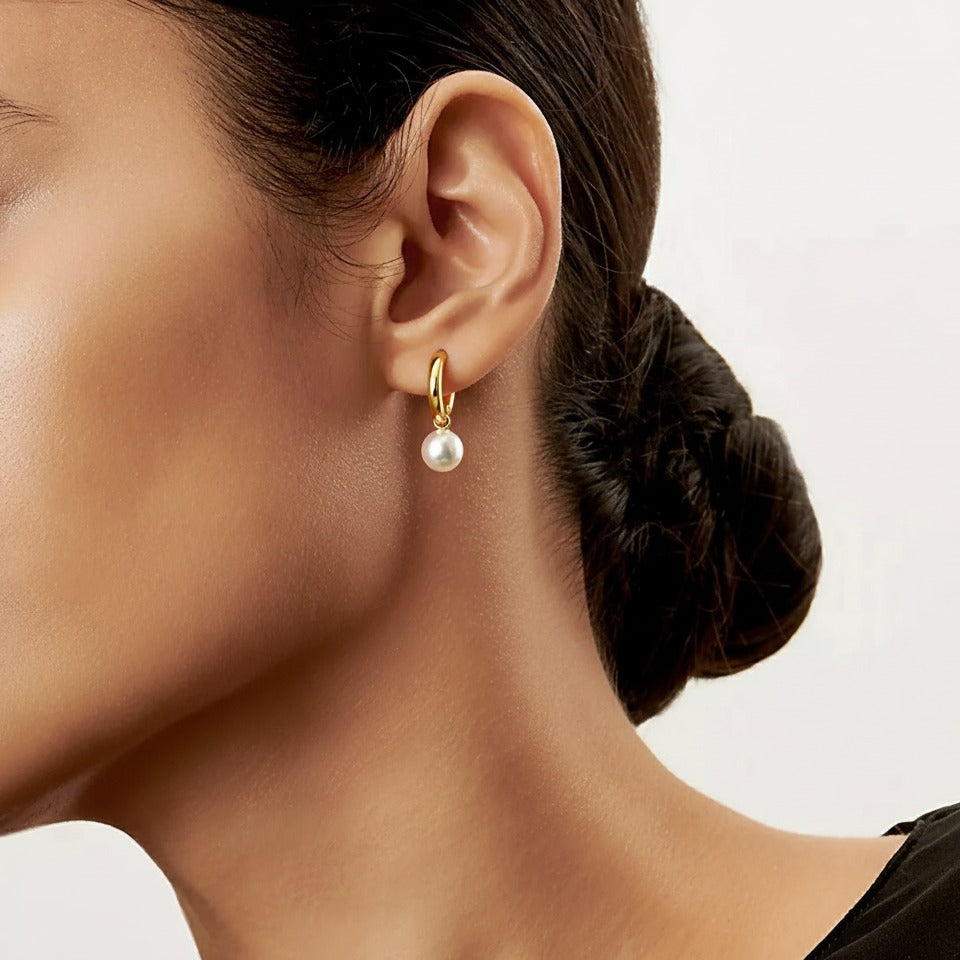 Boucles d'oreilles petites perles dorées