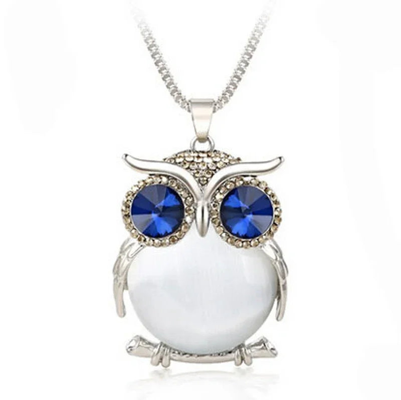 Collier Pendentif Hibou Cristal