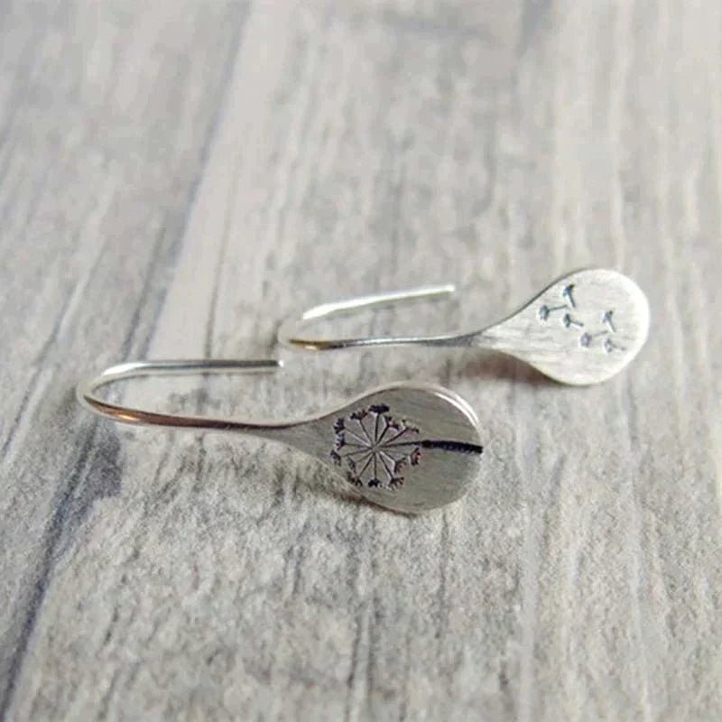 Boucles d'Oreilles Feuille de Pissenlit en Argent 925