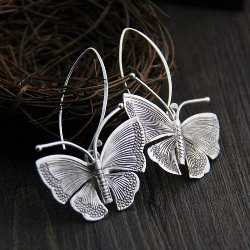 Boucles d'oreilles Argent Papillon Vintage