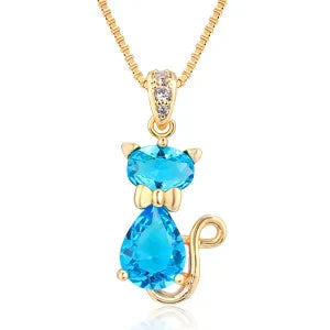 Collier Pendentif Chat Cristal