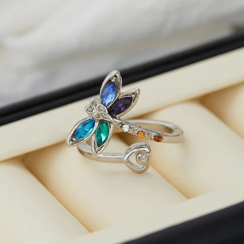 Bague Réglable Libellule Vintage