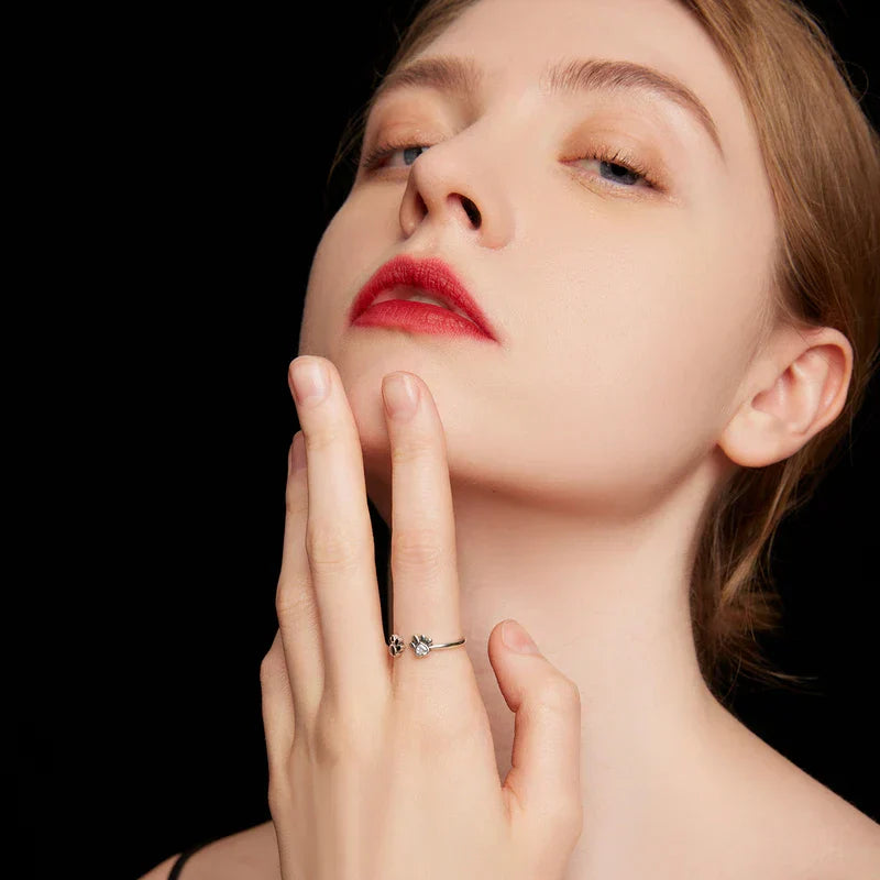 Bague Patte en Argent Sterling 925 – Réglable avec Zircone et Émail