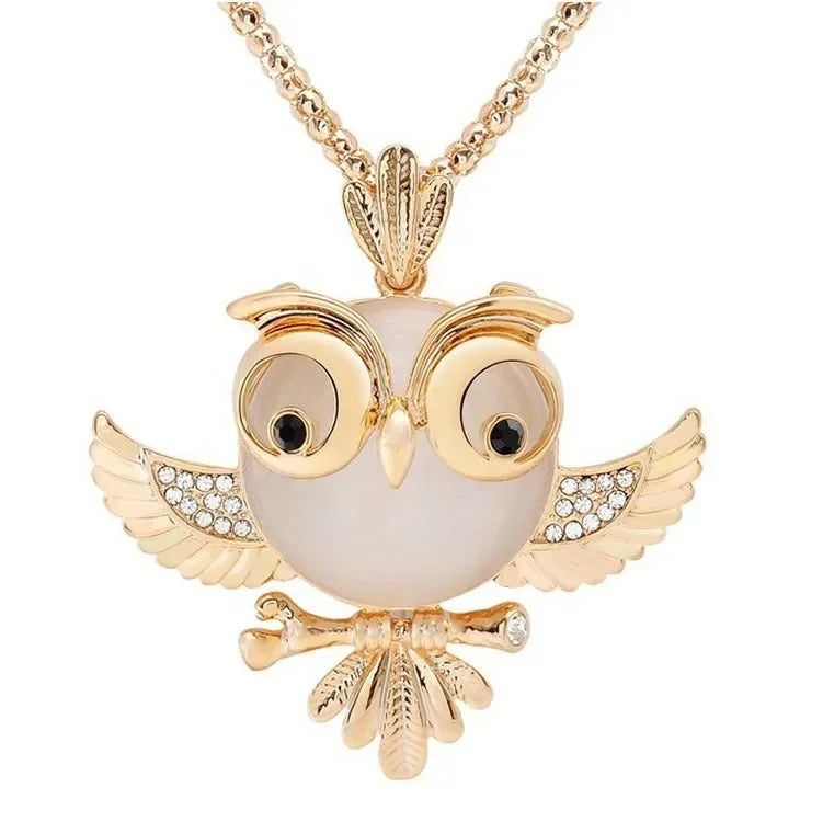 Collier Pendentif Sagesse Hibou Opale