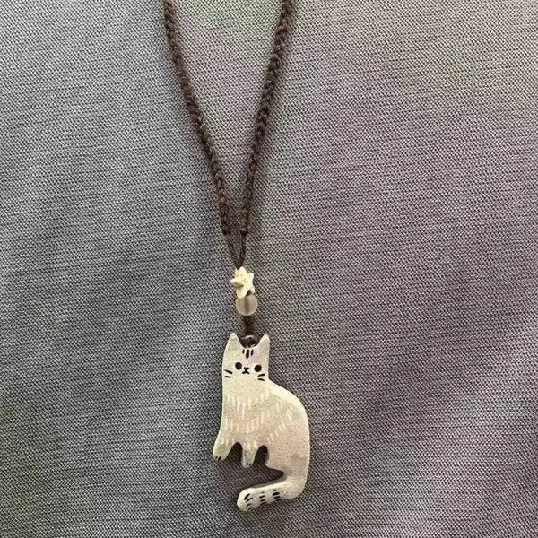 Collier Pendentif Chat Étoile Vintage