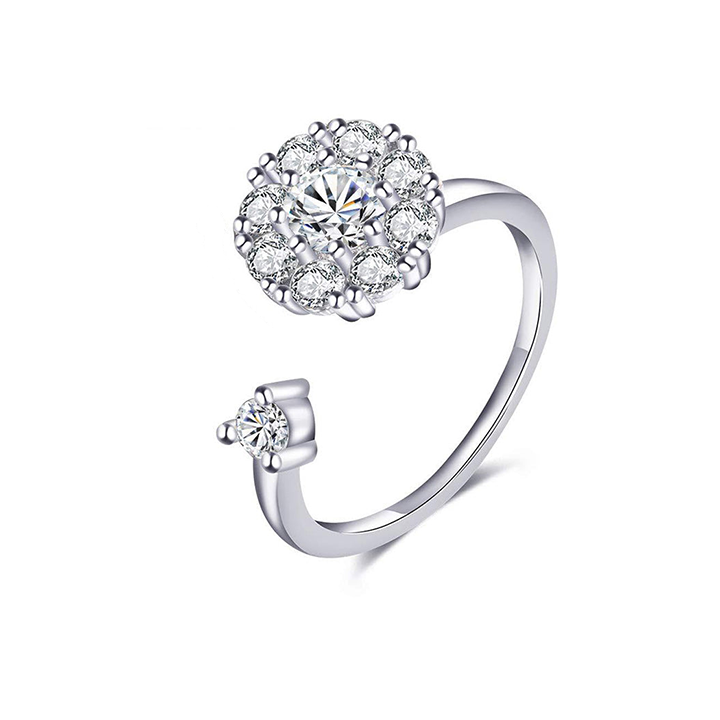 Bague tournante anti-stress avec zircones