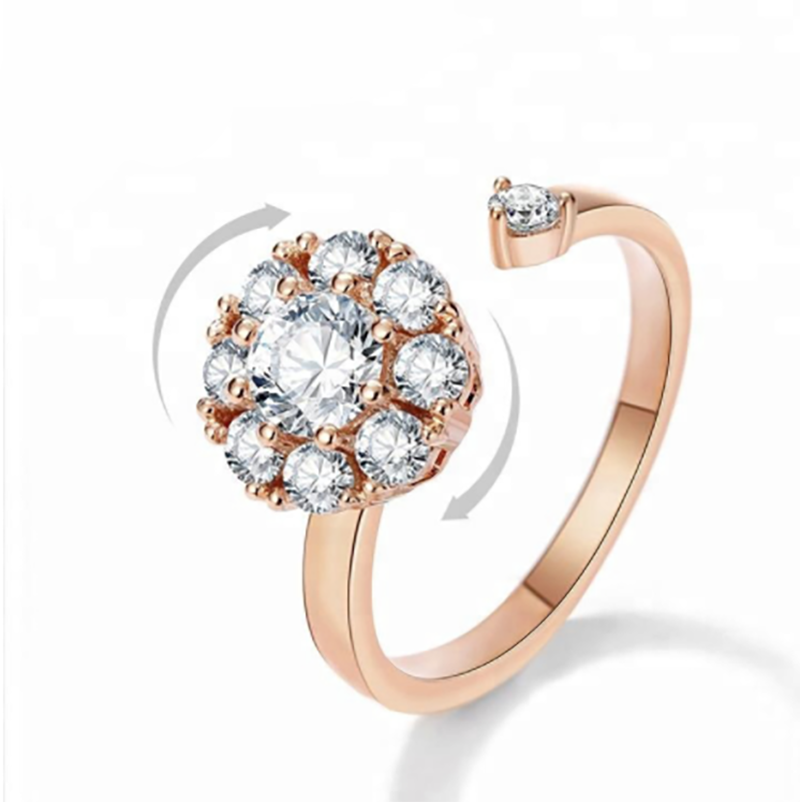 Bague tournante anti-stress avec zircones