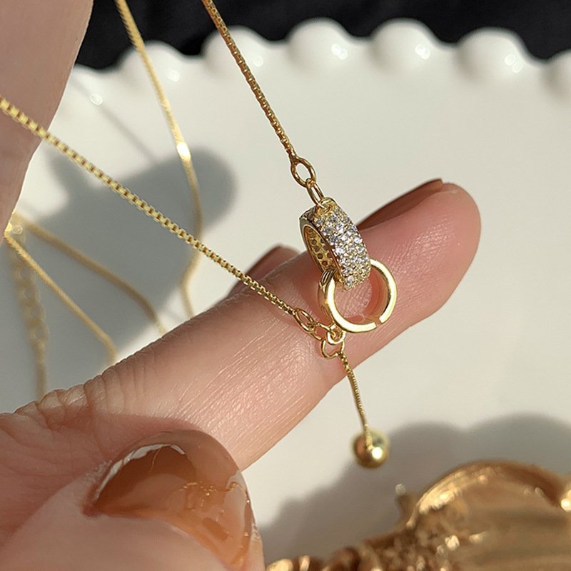 Collier double anneau plaqué or