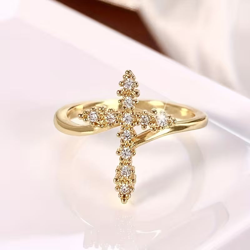 Bague Croix zirconium minimaliste