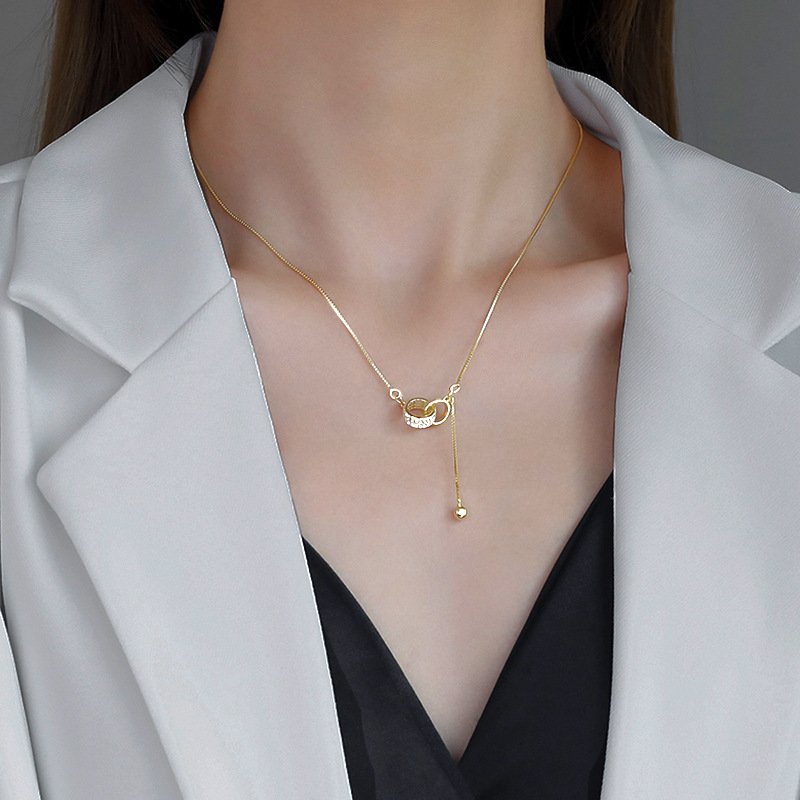 Collier double anneau plaqué or