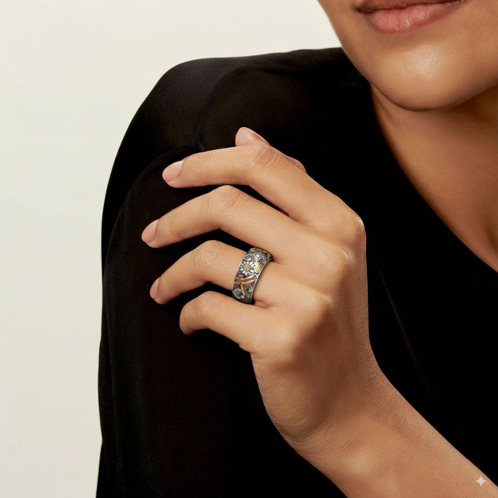 Bague vintage en argent Natura