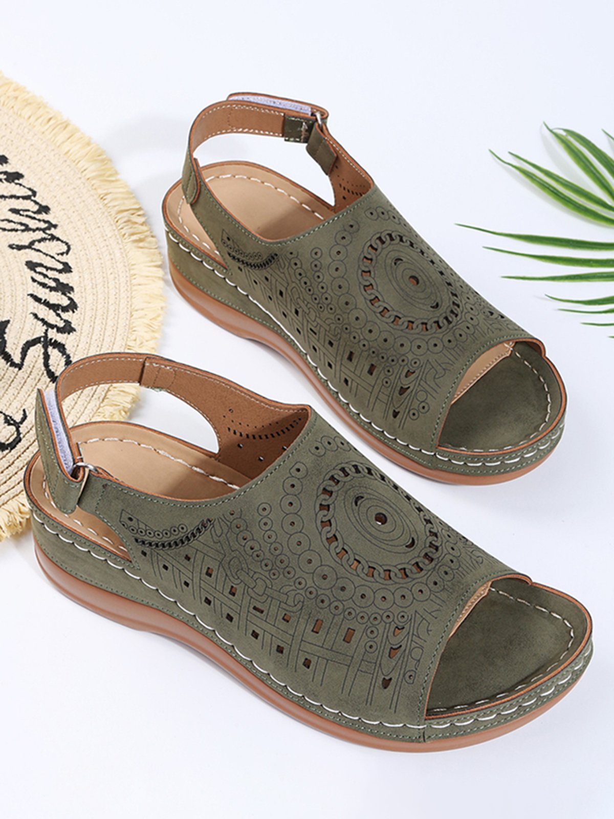 Laura – Sandales vintage avec imprimé ethnique pour femme